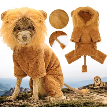 

Pet Dogs Cats Lion Outfits Festival Party Cosplay Hoodie Costume Simulation Lion Pets Cosplay Dress Up Costume For Party#Y30