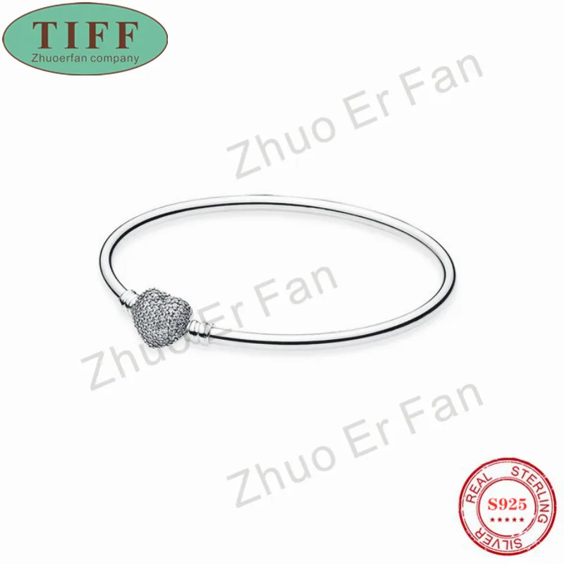 TIF pan 925 пробы серебряный браслет. Розовое золото сердце Застежка Шарм оригинальные ювелирные изделия Роскошные модные женские подарок