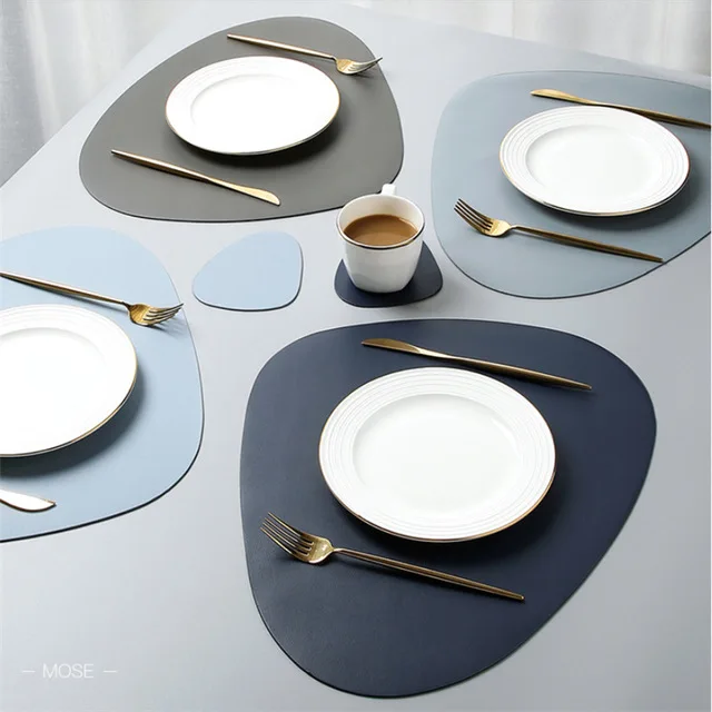 Nordic Leather Placemat Insulation Oilproof Western Food Mat Dining Tableware Table Mat Pads Bowl Cup Coaster 1 Nordic Leather Placemat Insulation Oilproof Western Food Mat Dining Tableware Table Mat Pads Bowl Cup Coaster 2