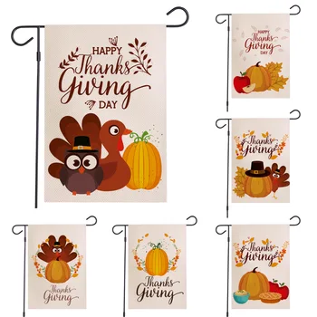 

Festival/Garden-Flag Thanksgiving Day Waterproof Linen Garden Flag Double Side Courtyard Festival Party Flag Decoration