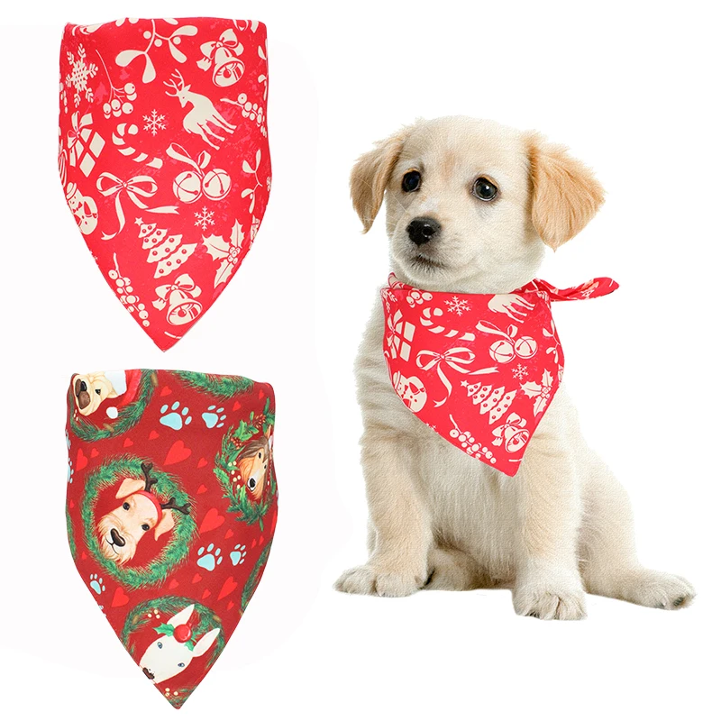 

Red Dog Christmas Bandana Pet Triangular Scarf Bib Fashionable Neckerchief Adjustable For Puppy Dog Cat Puuppy Dog Bandana