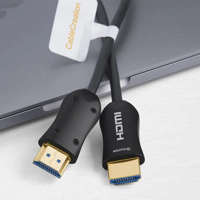 HDMI оптический волоконный кабель, 2,0 оптический волоконный длинный кабель, высокоскоростной тонкий hdmi-кабель, поддержка 18 Гбит/с, 3D, аудио возврат, черный