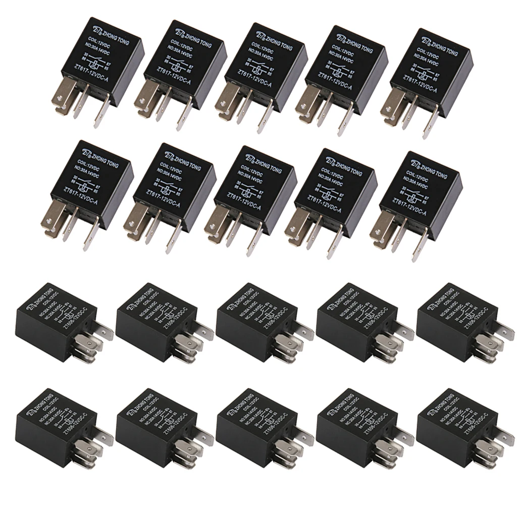 20Pcs General Purpose 20A/30A AMP SPDT Relay ZT606-12V-C-R & ZT617-12V-A-R, Preformance Automotive Replacement Parts