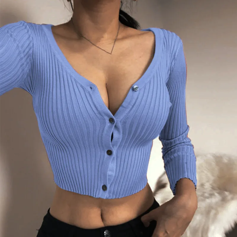 Misswim Sexy buttons knitted sweater cardigan women Slim ribbed winter autumn sweaters female Fashion plus size knitwear 2020