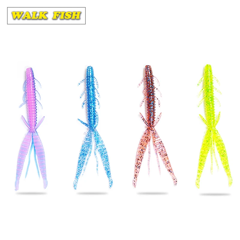 WALK FISH 4 шт./лот Luya 8 см 2 г 10 бамбуковые креветки мягкие приманки содержит воду