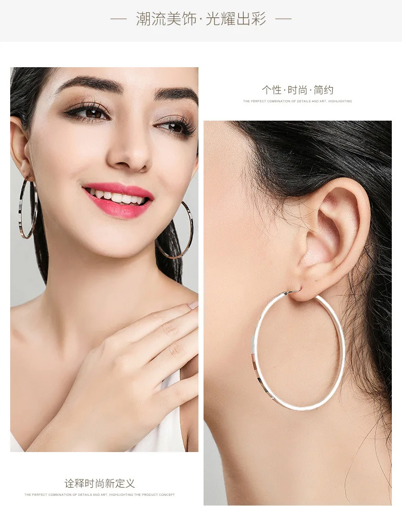 KASIYU925 silverThe circleerrases female2019 Новинка подходит для круглого лица серьги индивидуальность Джокер ухо кольцо опционально размер