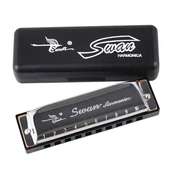 

Silver Swan Harmonica 10 Hole Key of C SILVER Metal Mouth Organ for Blues Rock Jazz Rock Folk Music instrument