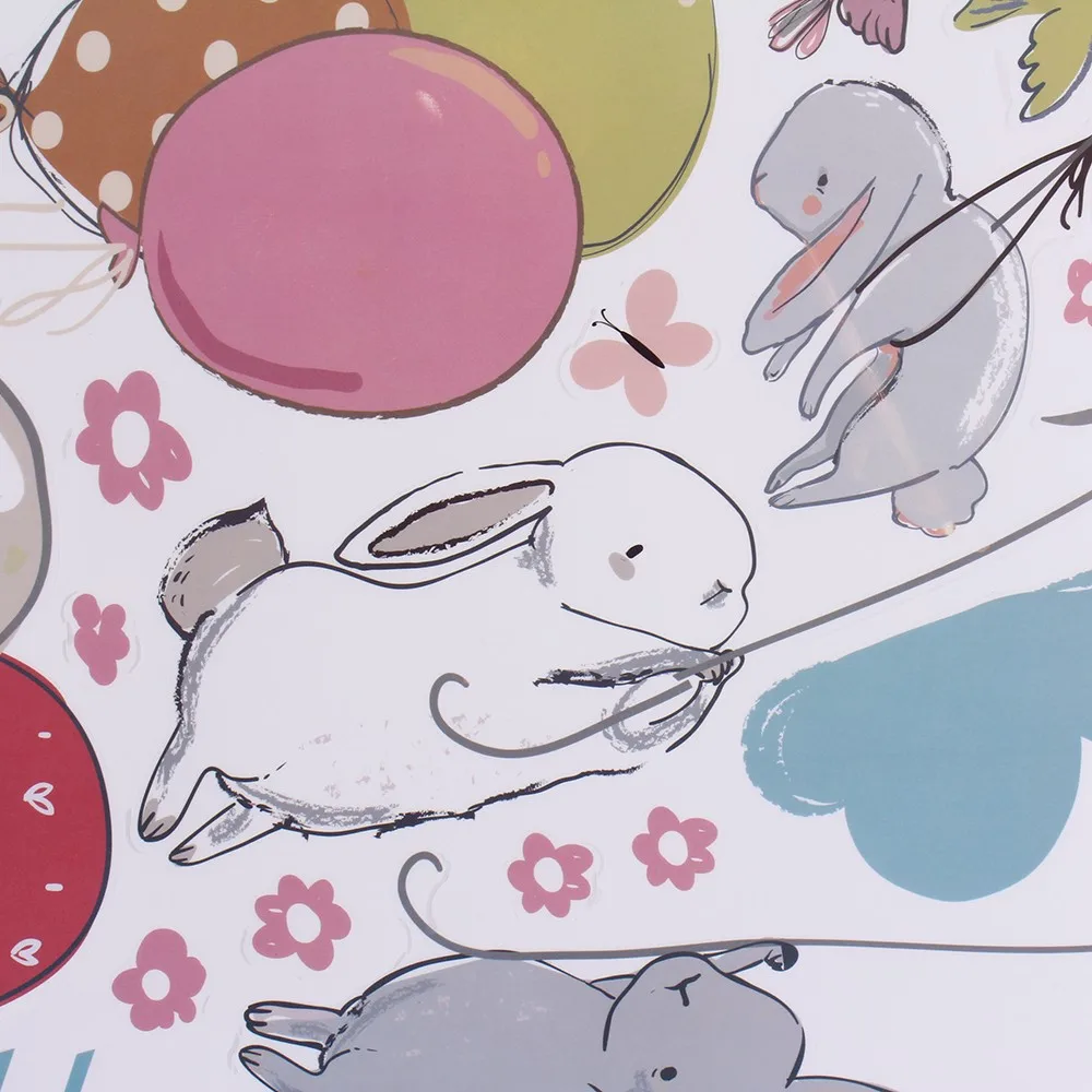 1 шт. мультфильм милые наклейки воздушный шар кролик стикер на стену для детской комнаты птицы облако декор мебель спальня гостиная наклейки