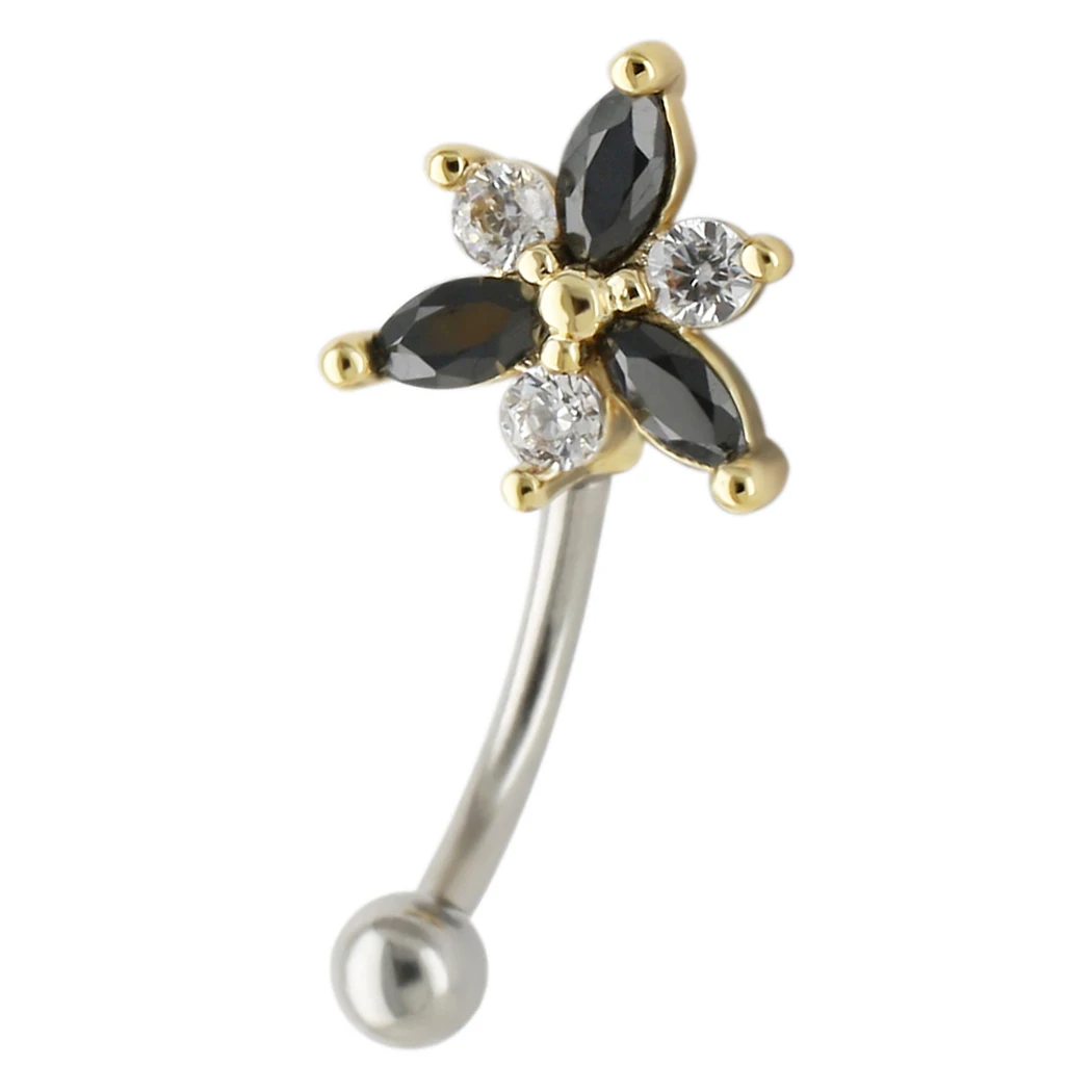 JHJT MUSI 16G кольцо для бровей 316L из хирургической стали красочные цветы CZ ювелирные