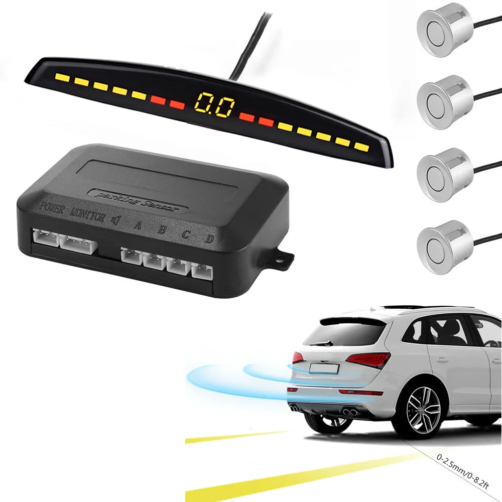 YASOKRO Car Parking Sensor Auto Parktronic LED Display Reverse Backup Car Parking Radar Monitor Detector System with 4 Sensors