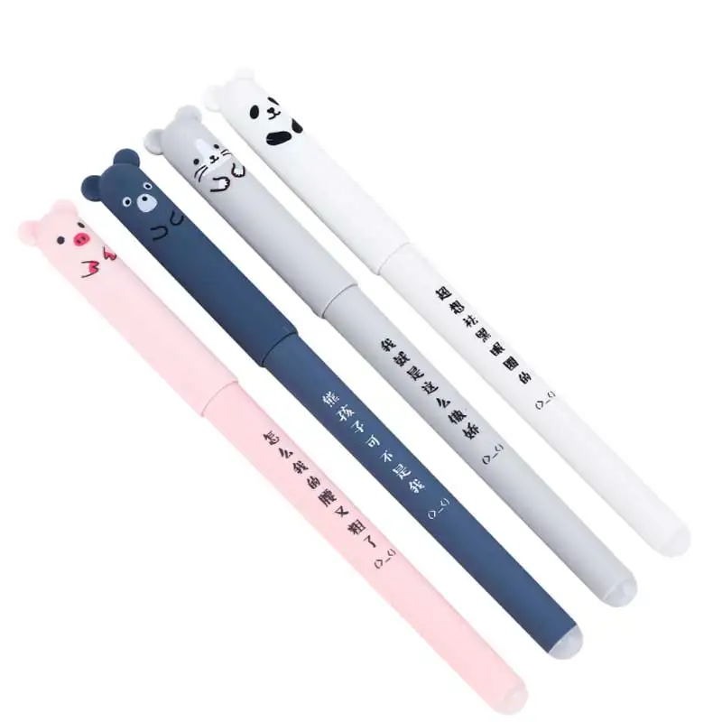 4 шт 0,35 мм Kawaii стирающиеся ручки для школьных принадлежностей милый медведь панда розовая свинья кошка ручки моющиеся ручки гелевая ручка Сменные стержни подарок