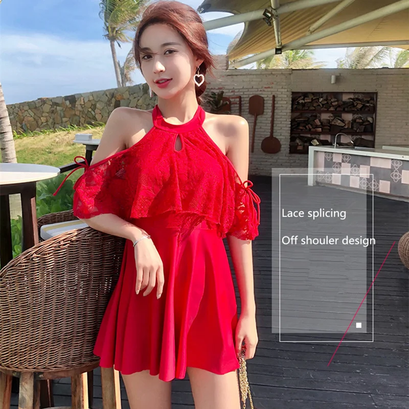 NODELAY 2019 Новый Цельный купальник Черная кружевная юбка купальники для женщин Пляжная одежда купальный костюм с высоким воротом сексуальный