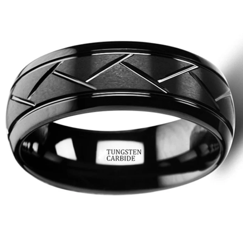 5 Colors Simple Men's Groove Oblique Cut Stainless Steel Rings Groom Engagement Wedding Band Cocktail Party Jewelry For Men