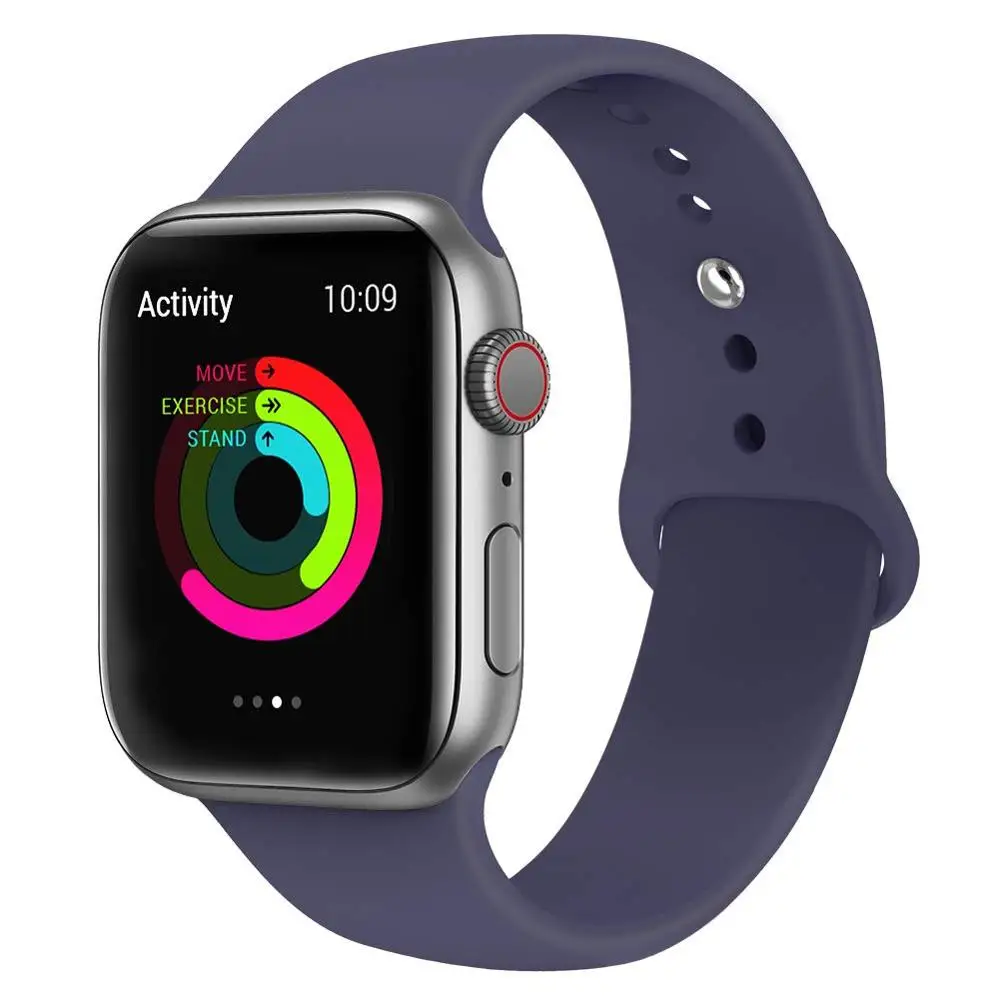 Силиконовый ремешок для наручных часов Apple Watch, 42 мм, 38 мм, Версия 44 мм 40 мм резиновый браслет Ремешки черный ремешок наручных часов Iwatch серии 5/4/3/2/1 браслет - Цвет ремешка: midnight blue