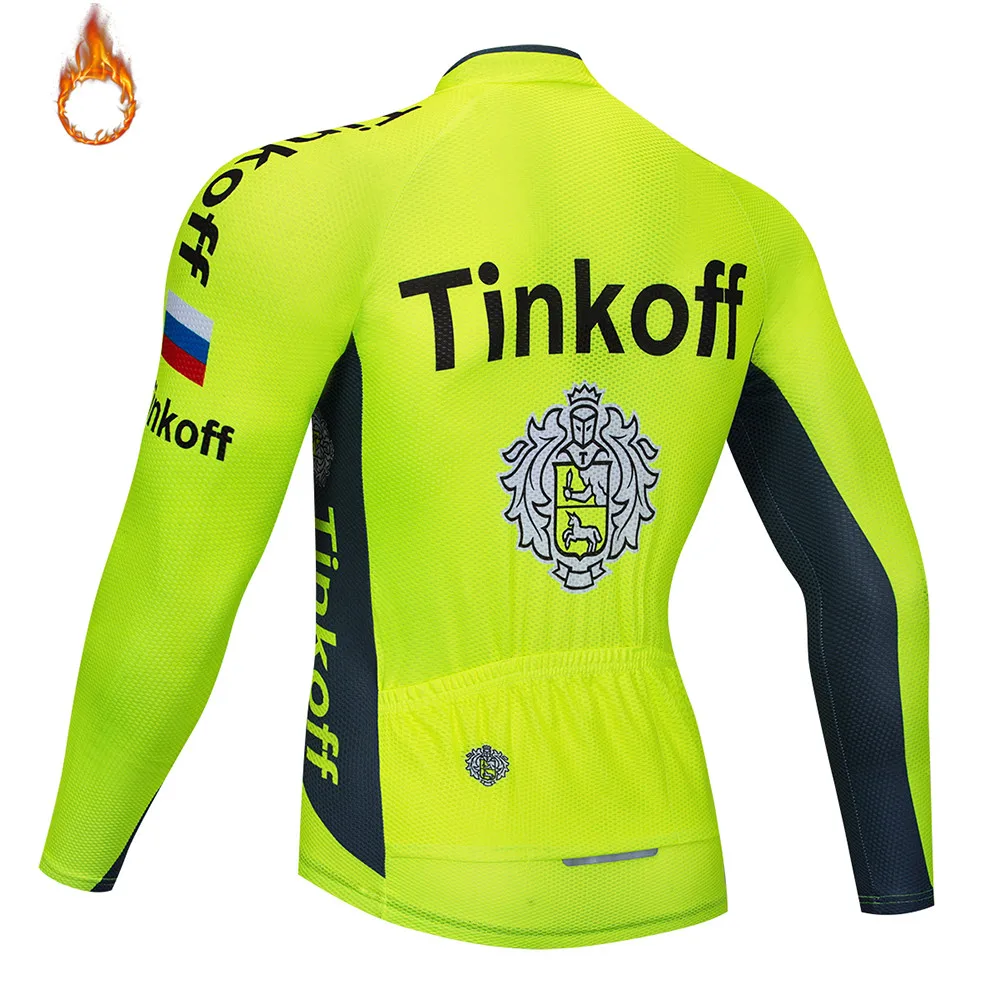 2020 Winter Saxo bank Tinkoff Thermal Fleece Cycling Jersey Ropa Ciclismo MTB Long Sleeve Keep Warm Bike Wear Bicycle Clothing