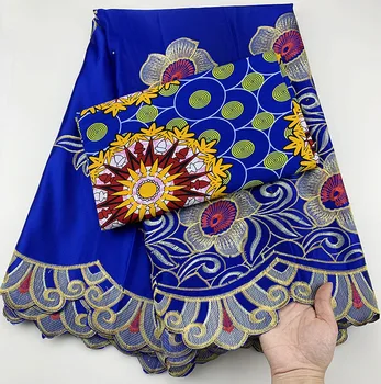

Fashion Newest style george lace fabric 2.5+3 yards wax fabric embroidery Royal blue For party dress