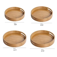 Wooden Round Serving Tray Wood Plate Tea Food Dish Drink Platter Multipurpose 1