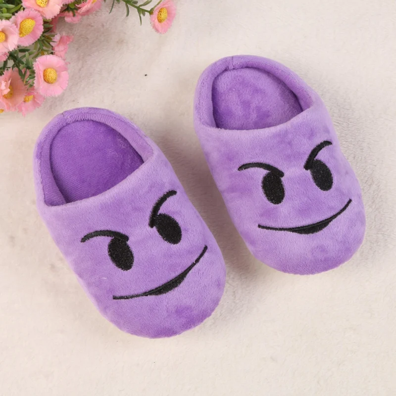 Hilittlekids/зимние детские хлопковые тапочки для мальчиков и девочек; Вьетнамки с изображением улыбающегося лица