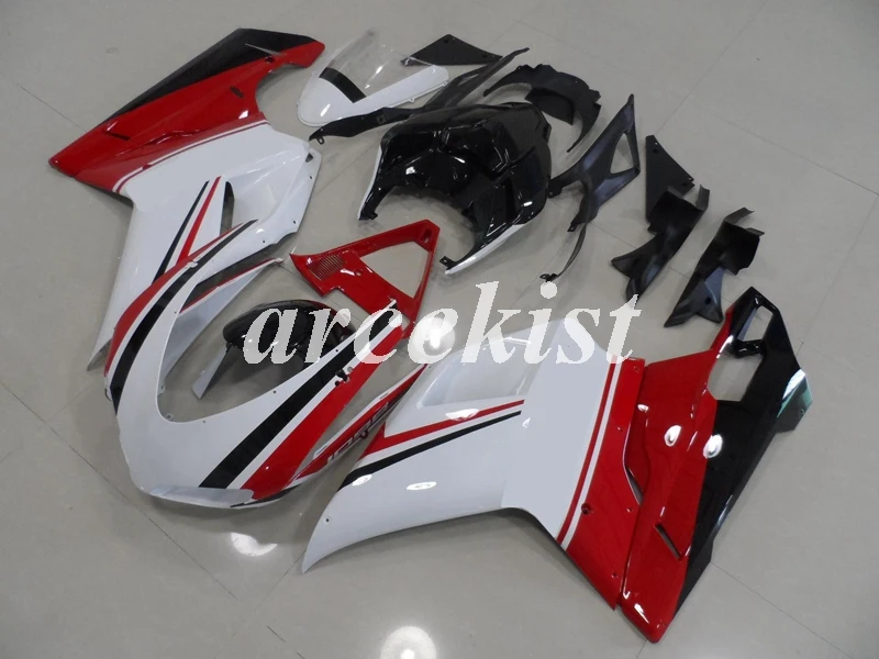 Инъекций ABS Полный обтекатели комплект подходит для поездок на мотоцикле DUCATI 848 evo 1098 1198 1098S 2007 2008 2009 2010 2011 2012 тела комплект темно-красный