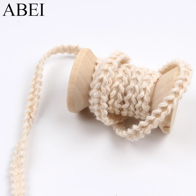 5mm Natural Beige Cotton Tape For Scrapbook Wedding Gift Box Decoration Ribbons Cotton Lace trims Accessories 10yards