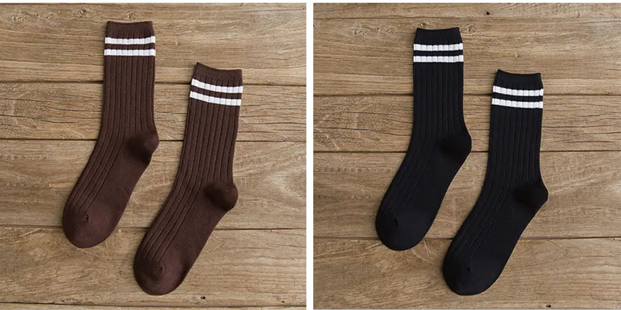 Женские хлопковые носки, повседневные полосатые носки с узором, Женские однотонные черные белые носки, 10 видов носков, 1 упаковка