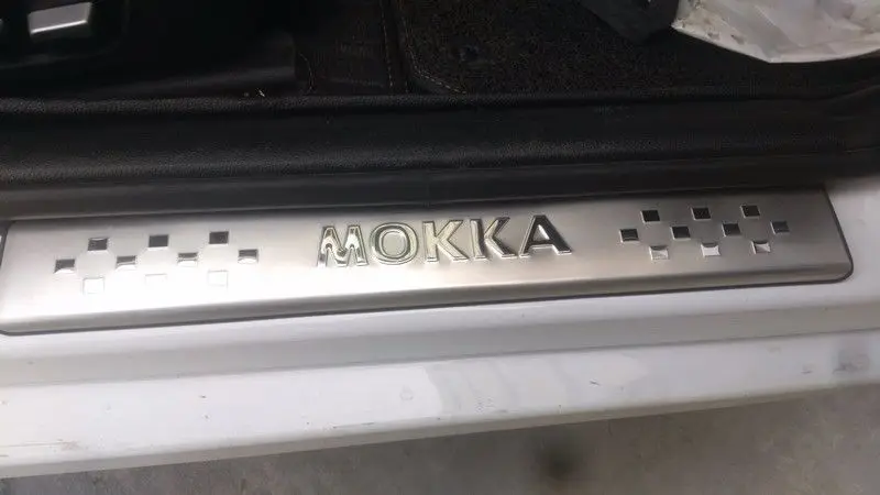 Аксессуары для стайлинга автомобилей Opel Vauxhall Mokka, накладки на пороги из нержавеющей стали, защитные накладки, авто-Стайлинг, Наклейка 2013