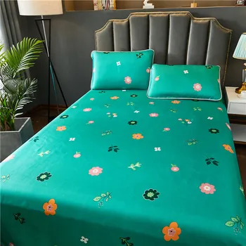 

Green Printed Bed Sheets Cool Breathable for Summer Use Single Double Bed Sheet Set Smooth sabanas Bedlinen Pillowcases set