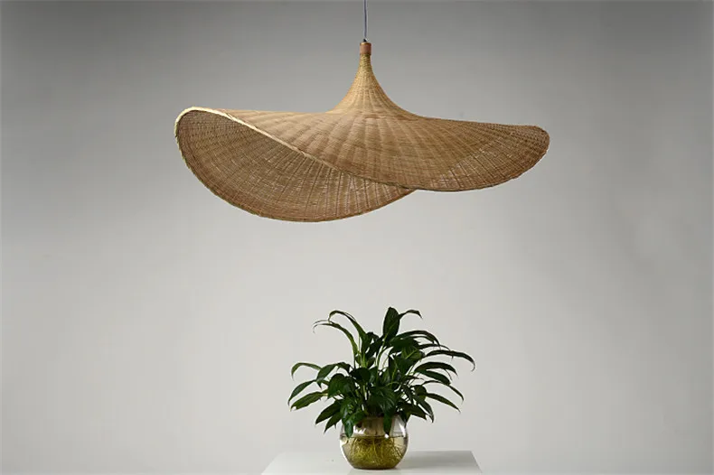 Vegetarian Restaurant Straw Hat Small Droplight Korea Modern Chinese Bamboo Lamps and Lanterns | Лампы и освещение