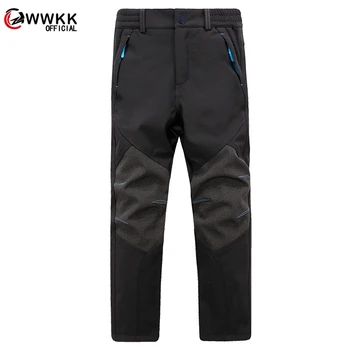 

WWKK 2020 New Winter Men Women Hiking Pants Outdoor Softshell Trousers Waterproof Windproof Thermal for Camping Ski Climbing