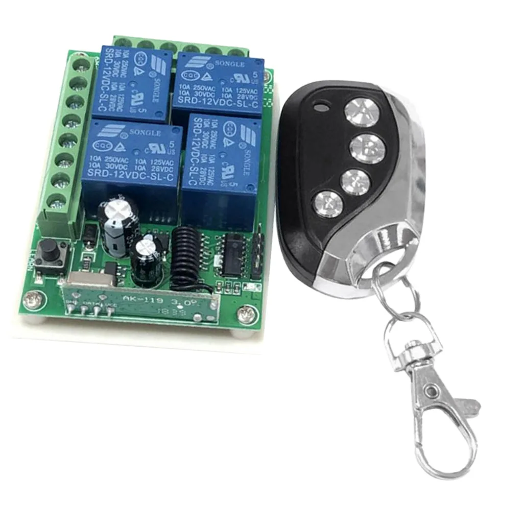 4CH Mini Relay Wireless RF Remote Control Switch -Power LED Lamp Controller(black), Micro Receiver Transmitter 433Mhz