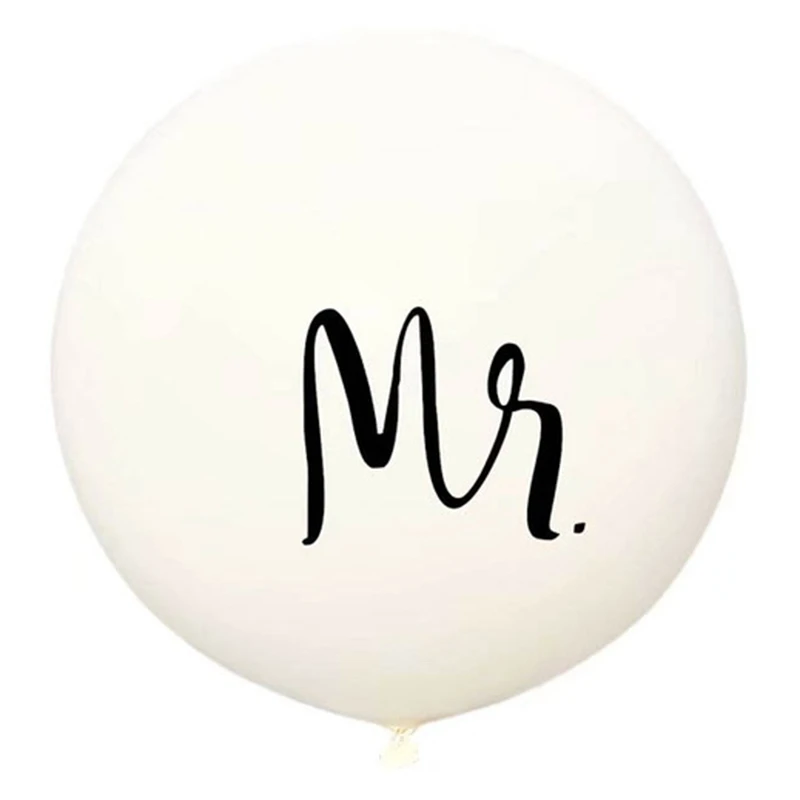 36-Inch Round White Print Mr&Mrs Balloons Wedding Valentine'S Day Party Decoration Single Party Big Thick Latex