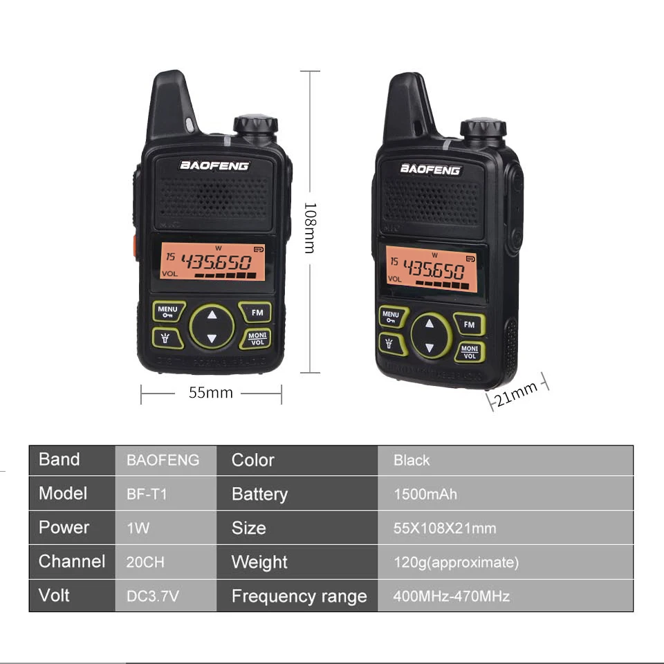 2 шт. Baofeng BF-T1 мини-рация UHF портативный CB Ham Радио BF T1 Ручной FM трансивер детский домофон 5 км bft1 Comunicador