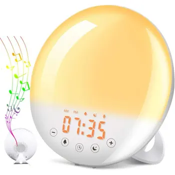 

Creative Sunrise Wake-up Light Sunset Hypnosis Music Light Home LED Night Light APP Control Work 7 Colors