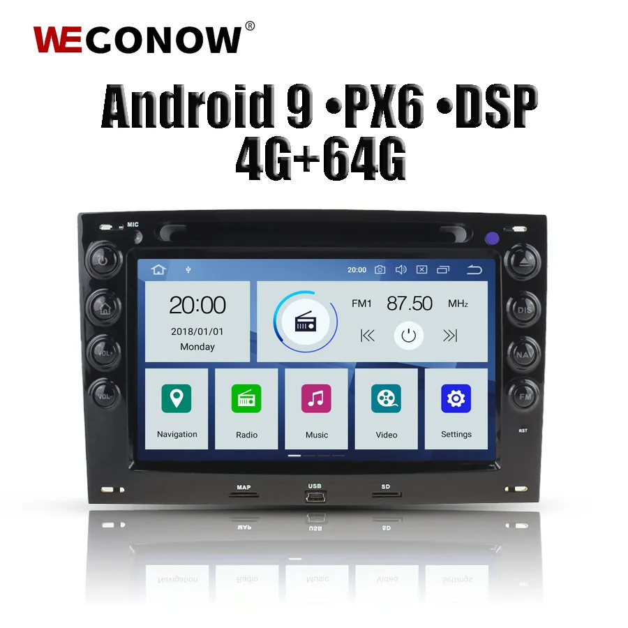 DSP PX6 ips Android 9,0 6 ядерный 4 г 64 г автомобильный dvd-плеер gps карта RDS радио Wifi Bluetooth 4,2 для Renault Megane 2 ii 2003-2009 2010