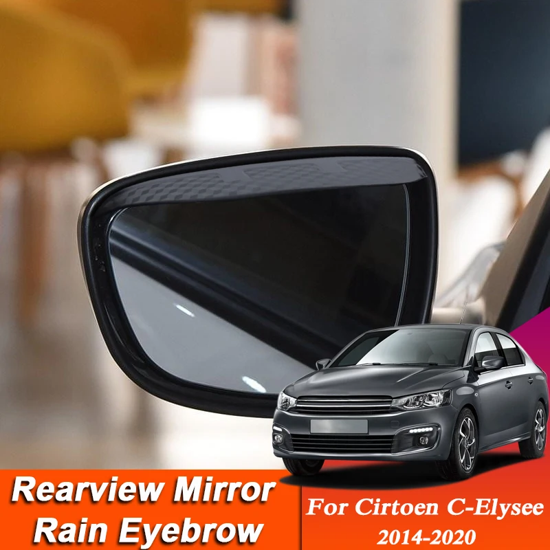 

Car-styling For Citroen C-Elysee 2014-2020 Carbon Fiber Rearview Mirror Eyebrow Rain Shield Anti-rain Cover External Sticker