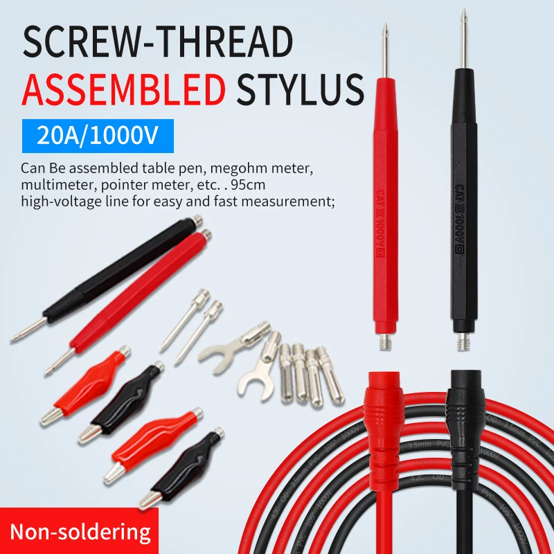 Digital Multimeter Multimeter Tester 16 Pcs Multimeter Test Leads Kits Universal with Replaceable Needle Probes 1000V 20A Silicone Wire Cable Meter Tester Lead