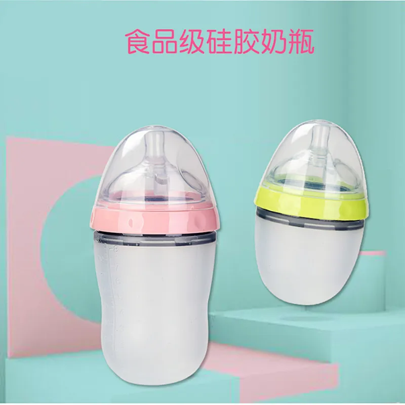 

Baby Feeding Bottle Wide Mouth Drop-resistant All Soft Infant Straw Feeding Bottle Glass Anti-Colic Silica Gel Wide Mouth Newbor