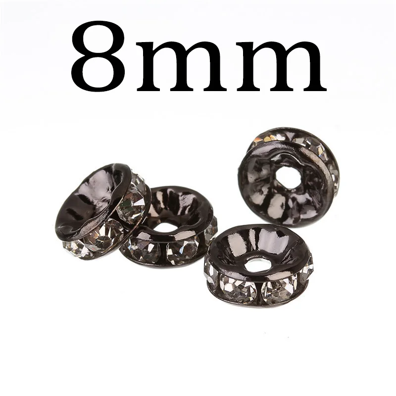 Gun Black-H6000 50 шт. 8 мм Смешанные несколько цветов круглые кольца в форме бриллианта кулон горный хрусталь ювелирных изделий делая DIY аксессуары ручной работы - Цвет: Gun Black-H6000
