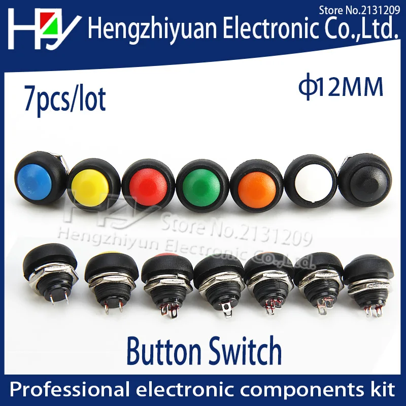 Hzy-7PCS-lot-12mm-Waterproof-Momentary-Push-button-Switch-OFF-ON-Self ...