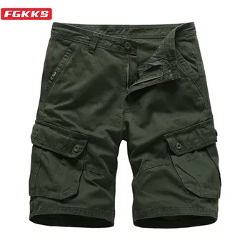 

FGKKS Men Shorts Summer Fashion Brand Retro Shorts Wild Men's Simple Casual Pocket Decoration Street Cargo Shorts Male