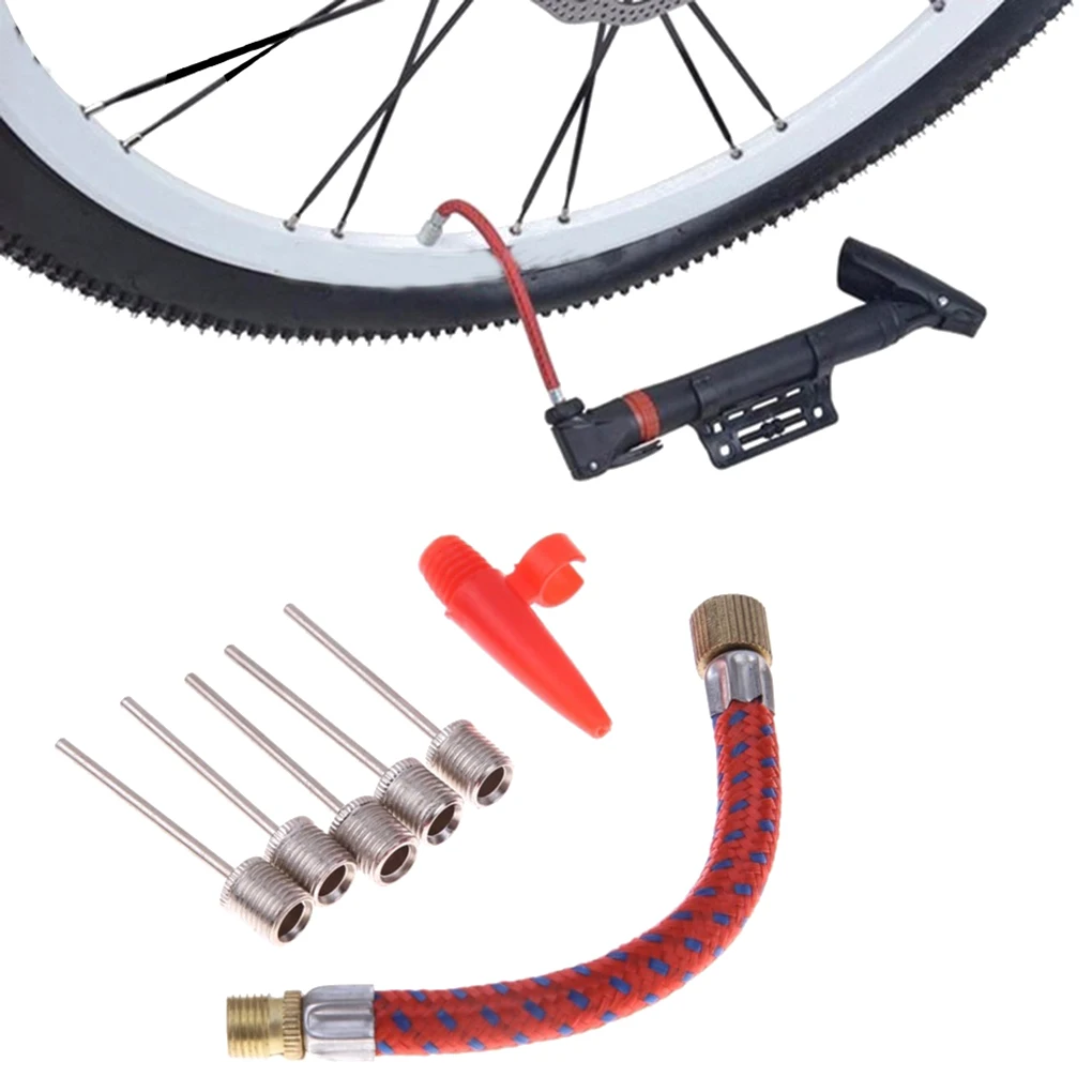 New 7pcs/set Tire Pump Extension Hose Inflating Needles Bike Pump Inflator Kit
