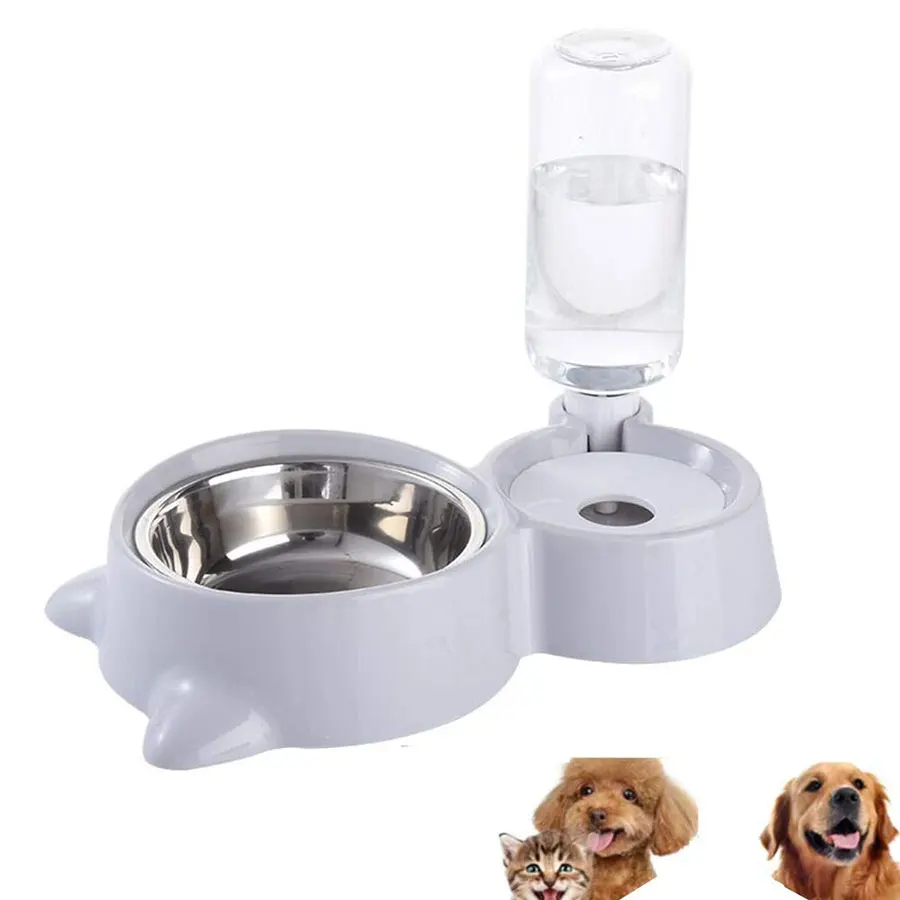 Automatic Dog Water Bowl Double Food Dispenser Stainless Steel  Puppy Feeding Detachable Drinking Water Bottle Dogs Accessories