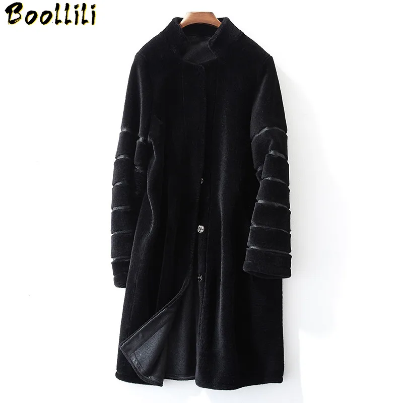 

Boollili 2020 Natural Wool Fur Coat Female Winter Jacket Women Real Sheep Shearing Fur Coats PU Lining Jackets Overcoat