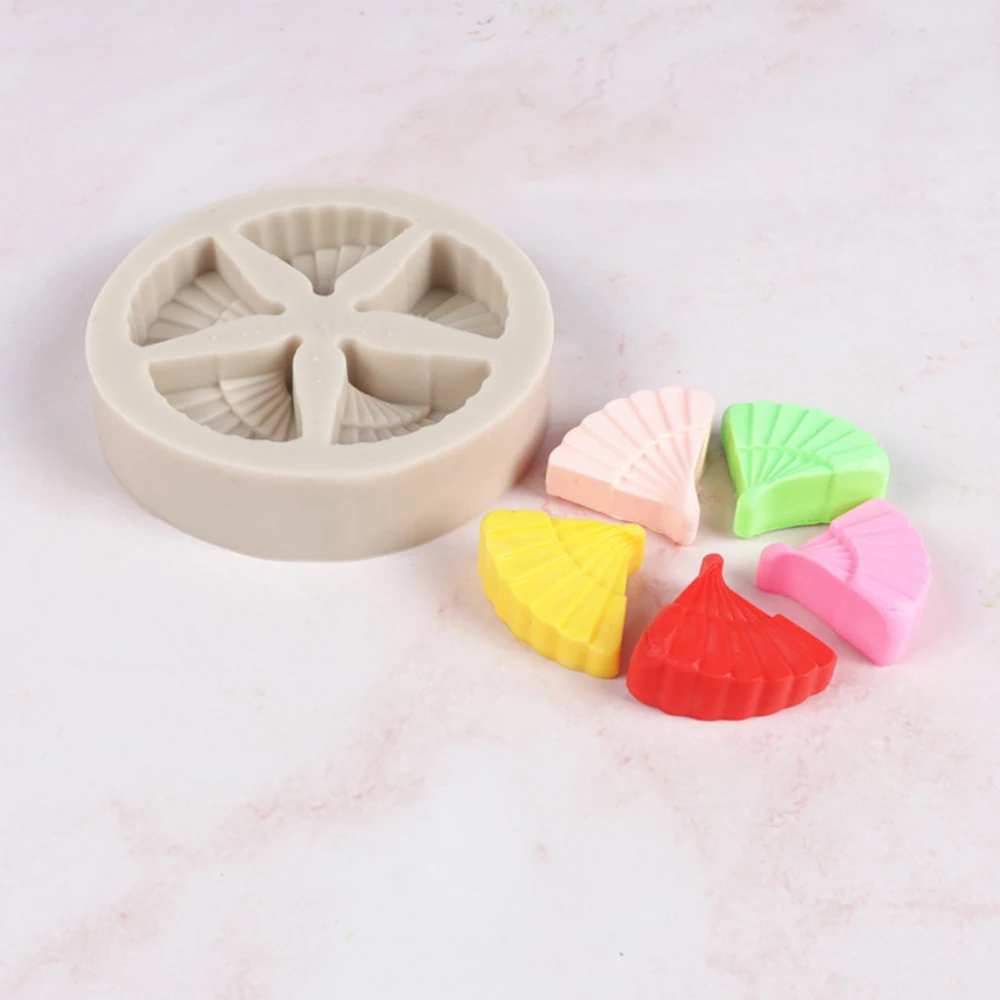 Cute Retro Fan Shape Silicone Mold Fondant Mould Cake Decorating Tools Chocolate, Gumpaste, Sugarcraft, Kitchen Gadgets