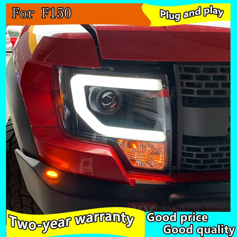 Car Styling for Ford F150 Headlights 2008-2015 Raptor LED Headlight DRL Lens Double Beam H7 HID Xenon bi xenon lens | Автомобили и