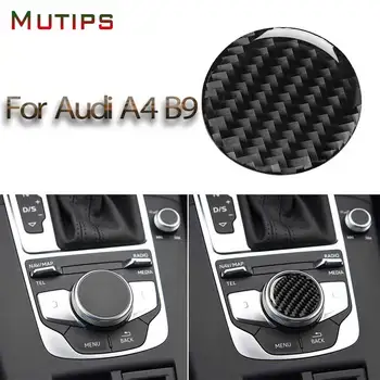 

Mutips car center console button cover gear shift multimedia decal carbon fiber sticker accessories For Audi A4 B9 2017-2019