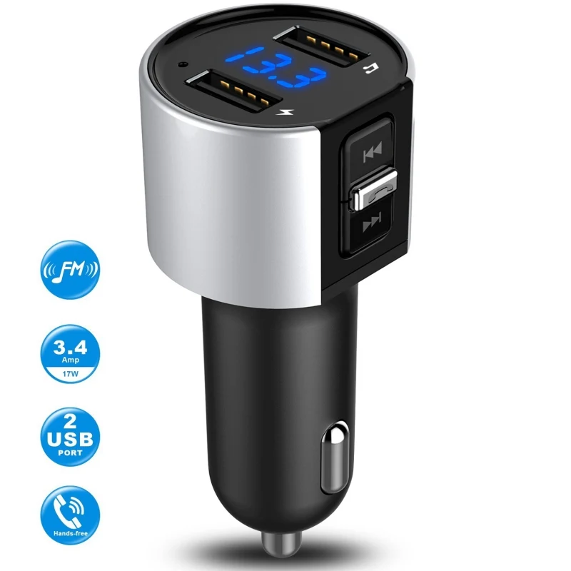 

FM Transmitter Aux Bluetooth Modulator Kit Hands-free Car Audio MP3 Player With 3.4A Fast Charging Dual USB Car Charger