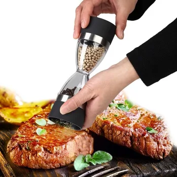 

Manually 2 in 1 Shape Dual Salt Pepper Mill Spice Grinder Pepper for Kitchen Cooking Tools Red Black Kitchen Tool Accessories