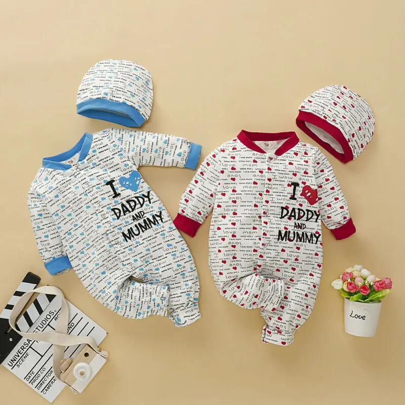 Зимняя одежда для новорожденных мальчиков и девочек от 0 до 18 месяцев комбинезон с длинными рукавами+ шапка, комплект одежды