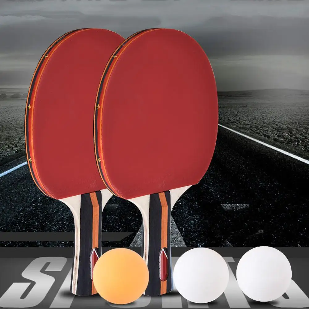 

Quality 2pcs/lot Table Tennis Bat Racket Double Face Pimples In Long Short Handle Ping Pong Paddle Racket Set With Bag 3 Balls